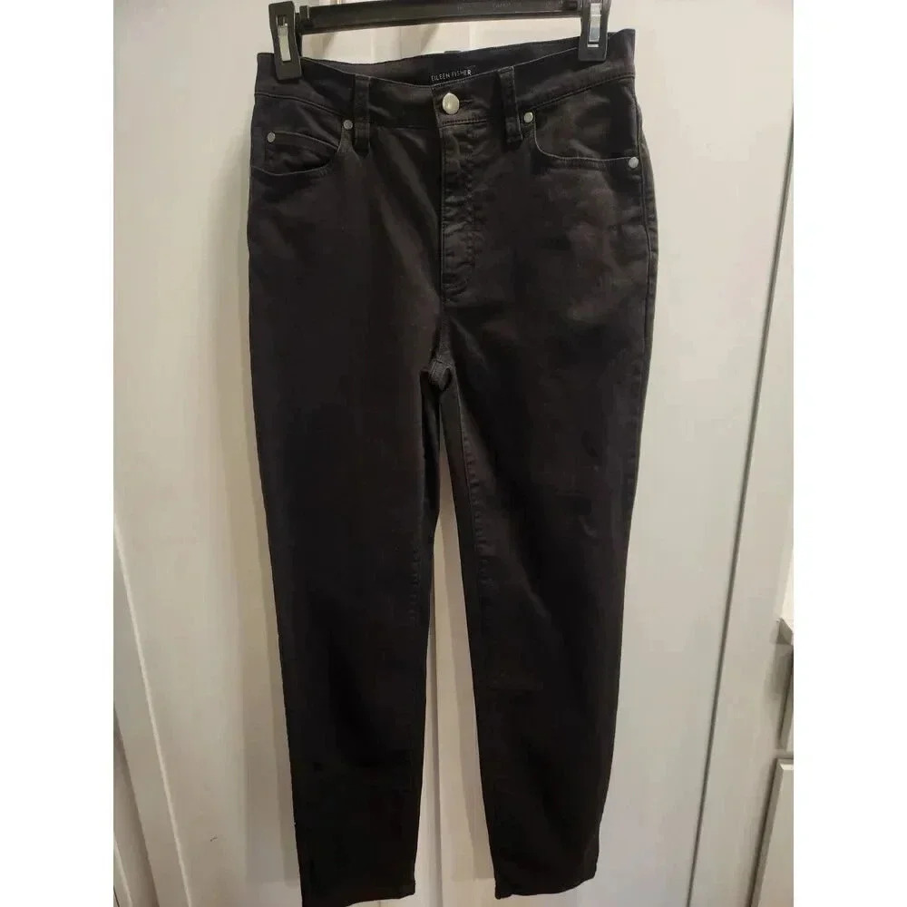 Eileen Fisher High Rise Slim Jeans in Black